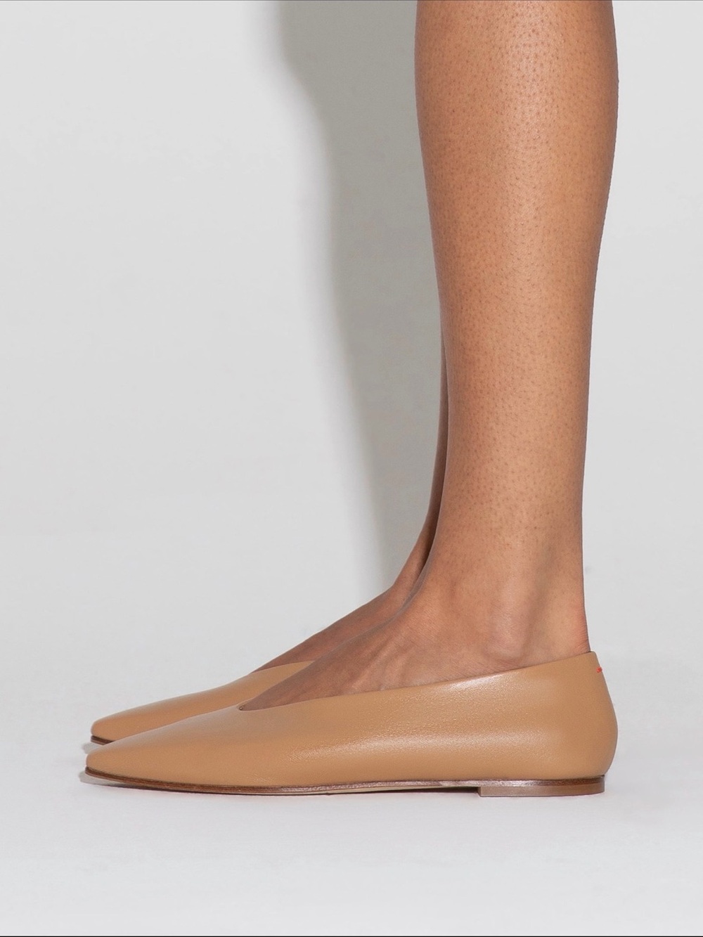 Aeyde Kirsten Tan Pointed Leather Ballet Flats